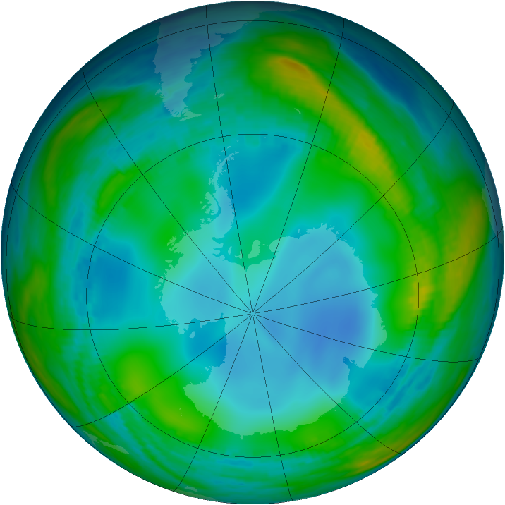 Antarctic ozone map for 11 July 1985
